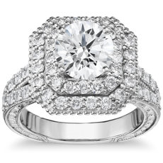 Bella Vaughan for Blue Nile Alexandria Double Halo Engagement Ring in Platinum